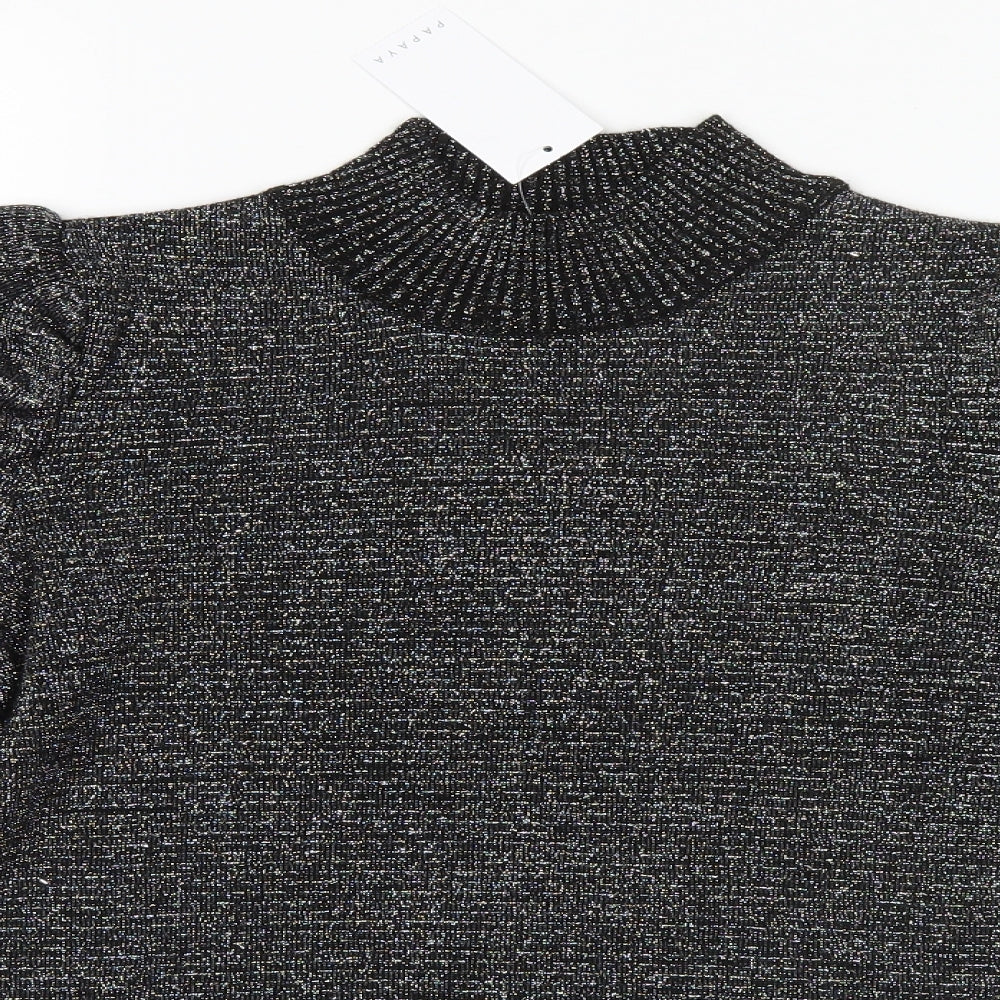 Papaya Womens Silver High Neck  Acrylic Pullover Jumper Size 10
