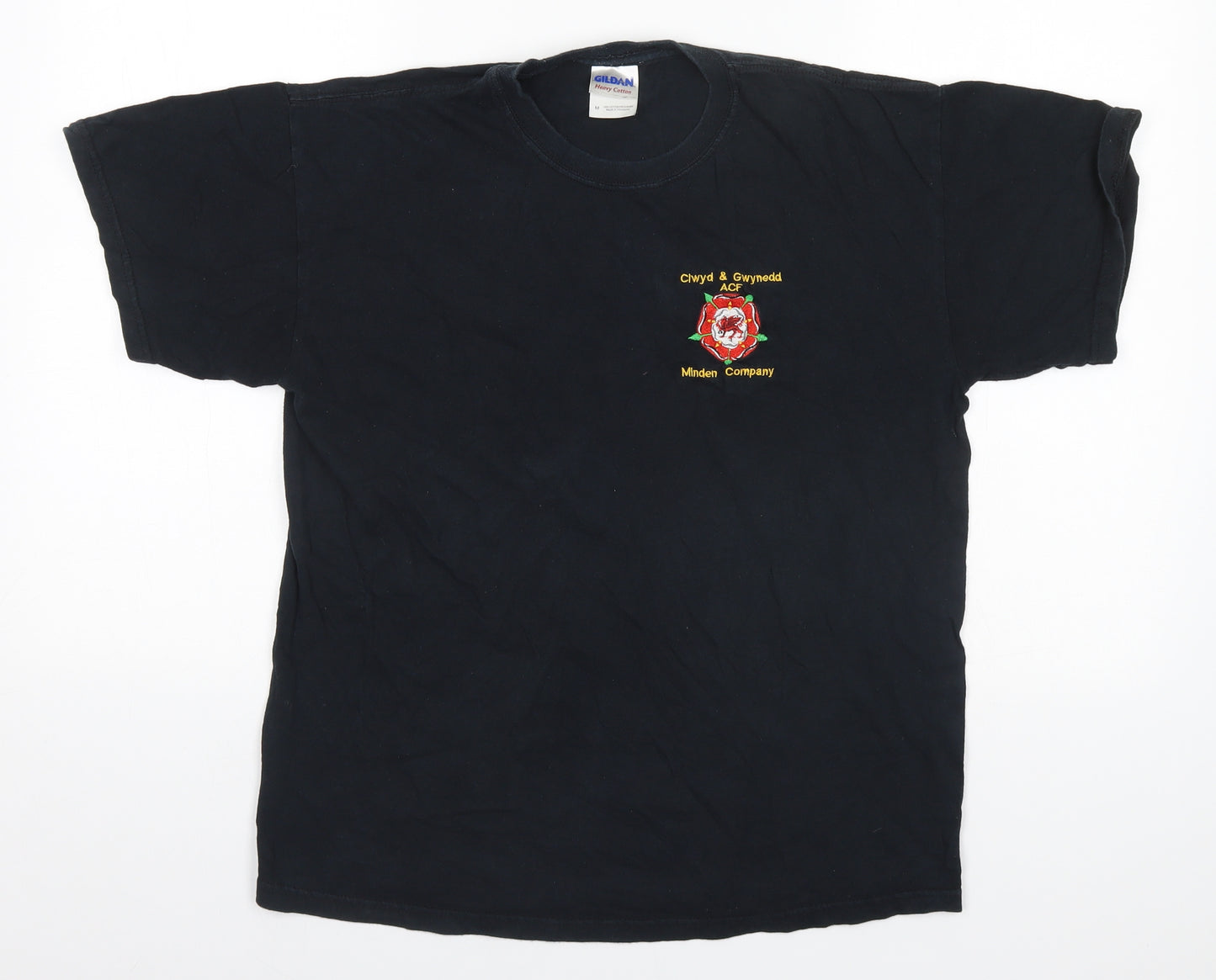 Gildan Mens Black  Cotton  T-Shirt Size M Round Neck  - Clwyd & Gwynedd ACF