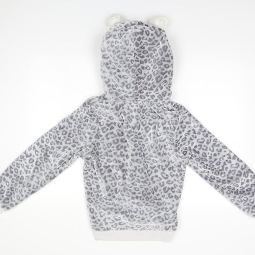 George Womens Grey Animal Print Polyester Pullover Hoodie Size 12
