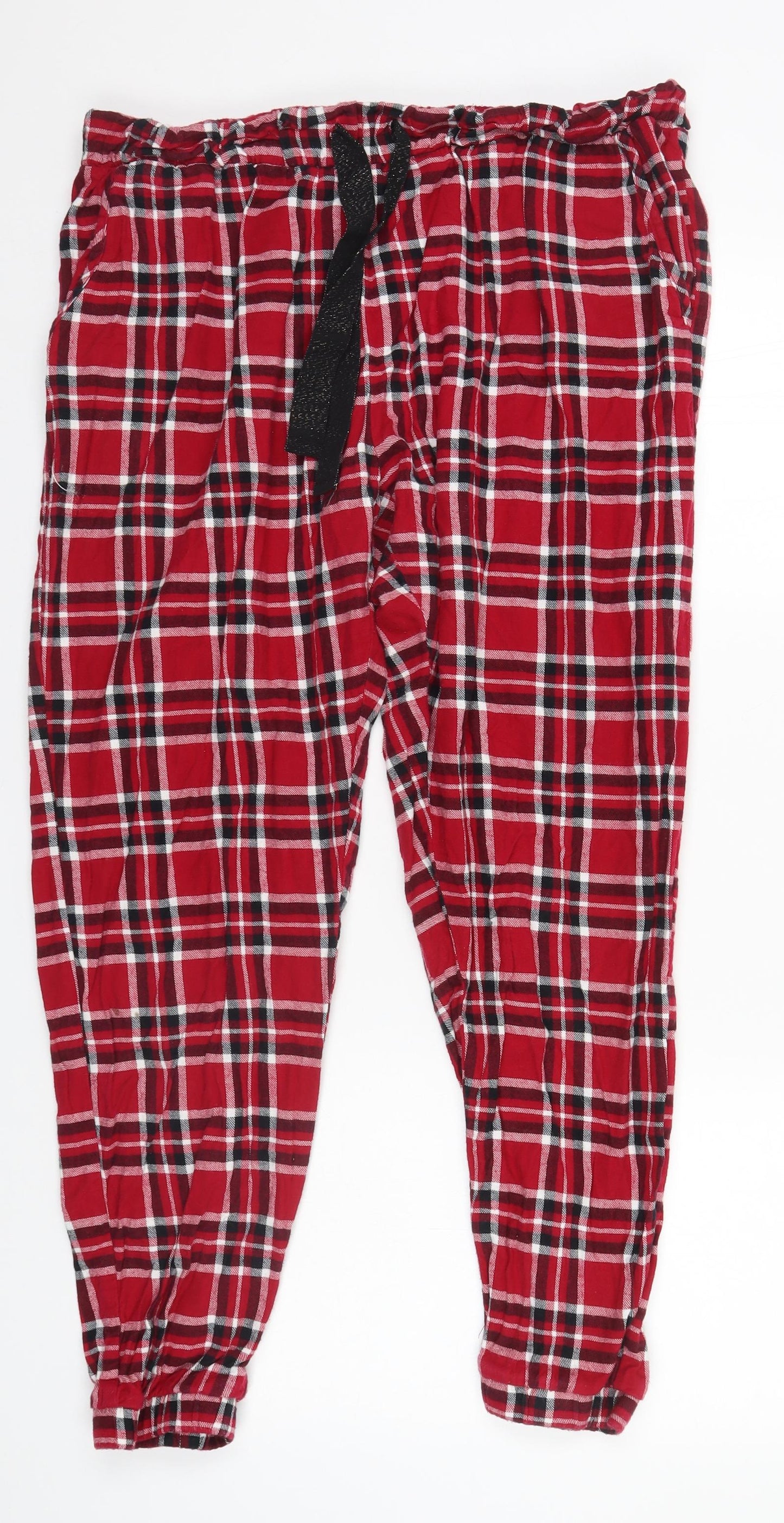 Matalan Womens Red Plaid Cotton  Pyjama Pants Size 16