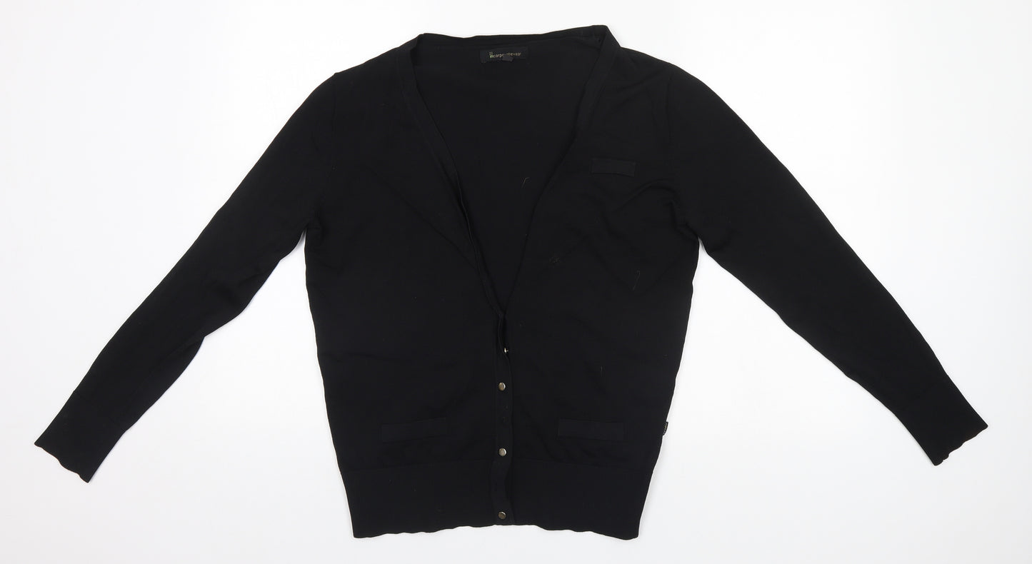 Marks and Spencer Womens Black V-Neck  Viscose Cardigan Jumper Size M