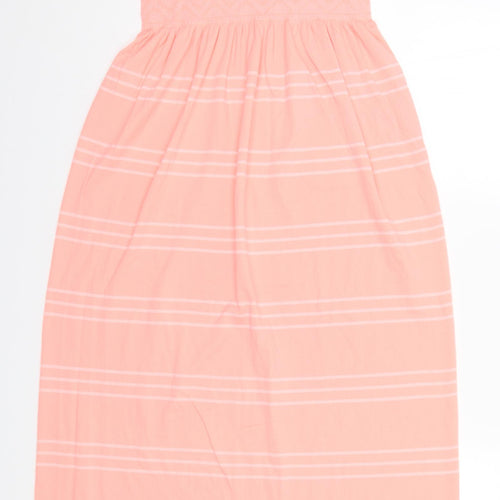 Preworn Womens Orange Striped  A-Line   Round Neck