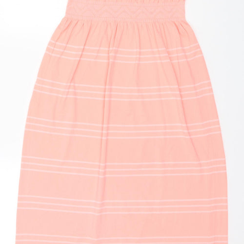 Preworn Womens Orange Striped  A-Line   Round Neck