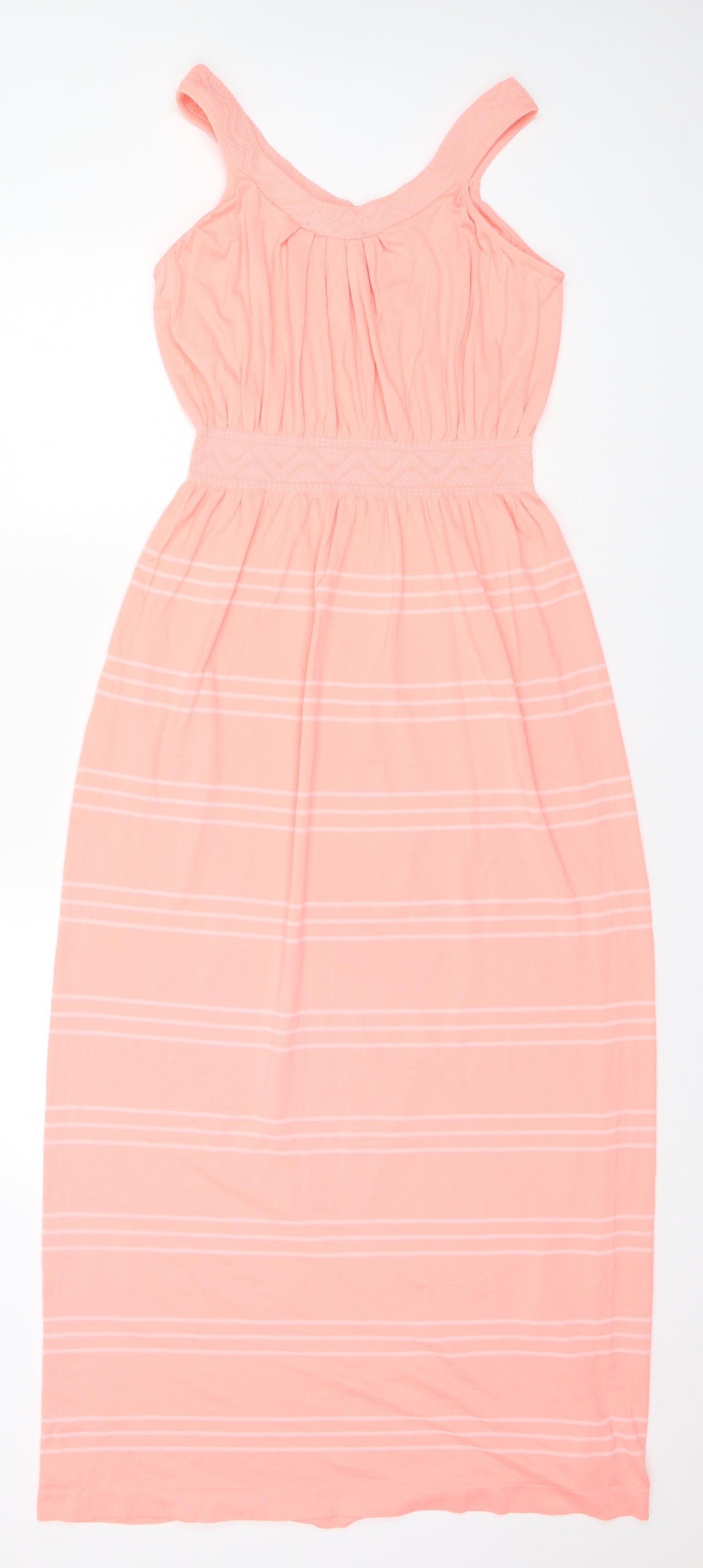 Preworn Womens Orange Striped  A-Line   Round Neck