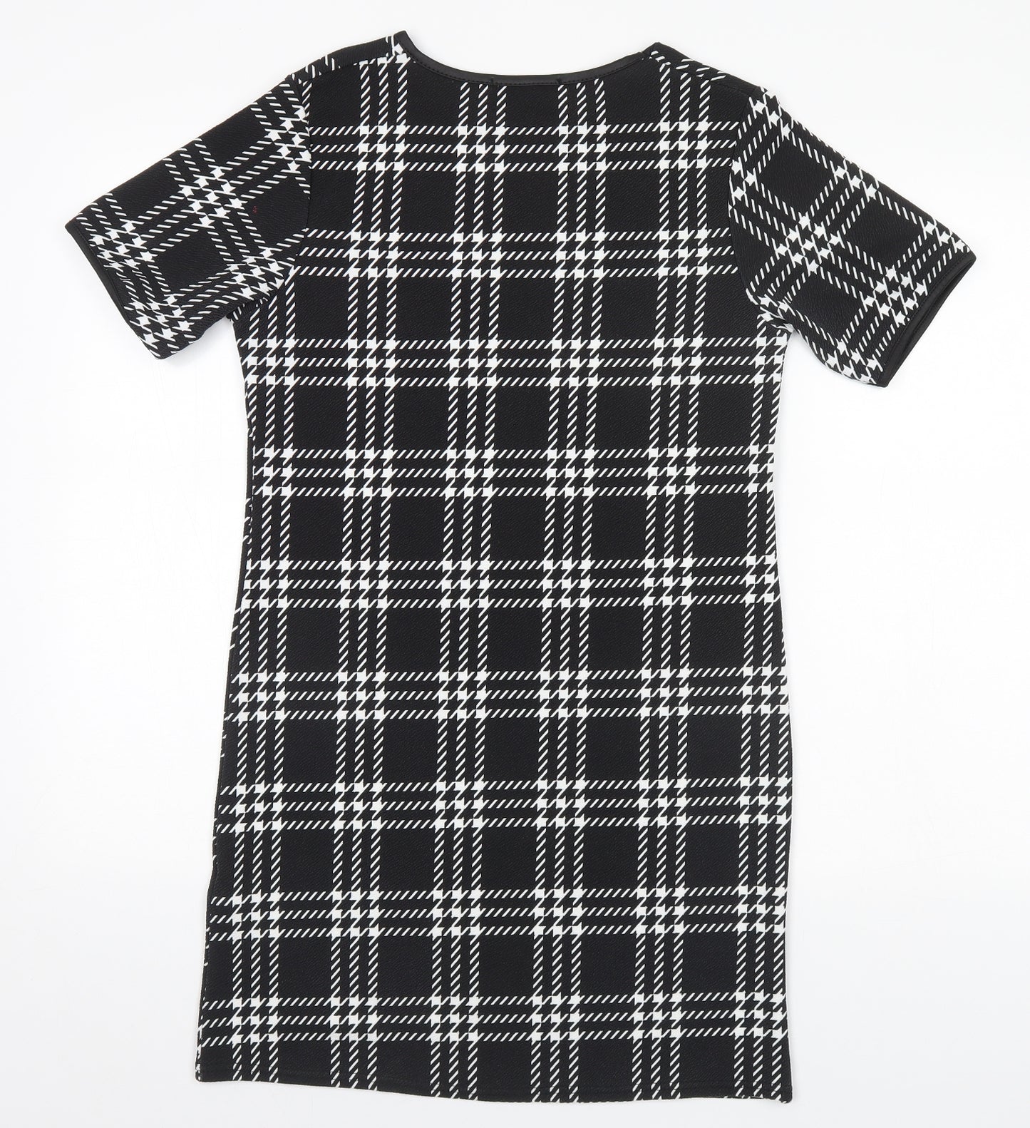 Cameo Rose Womens Black Plaid Polyester Basic T-Shirt Size 10 Round Neck