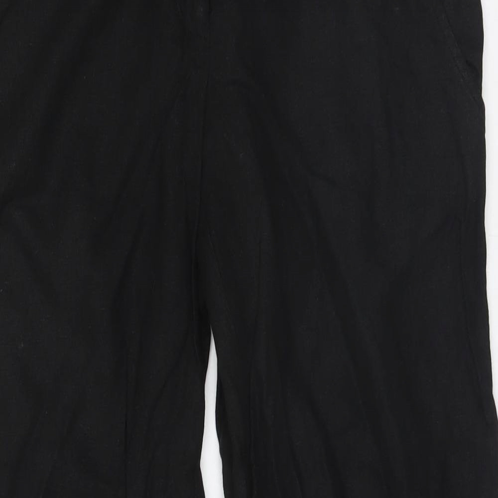 Papaya Womens Black  Linen Trousers  Size 8 L28 in Regular