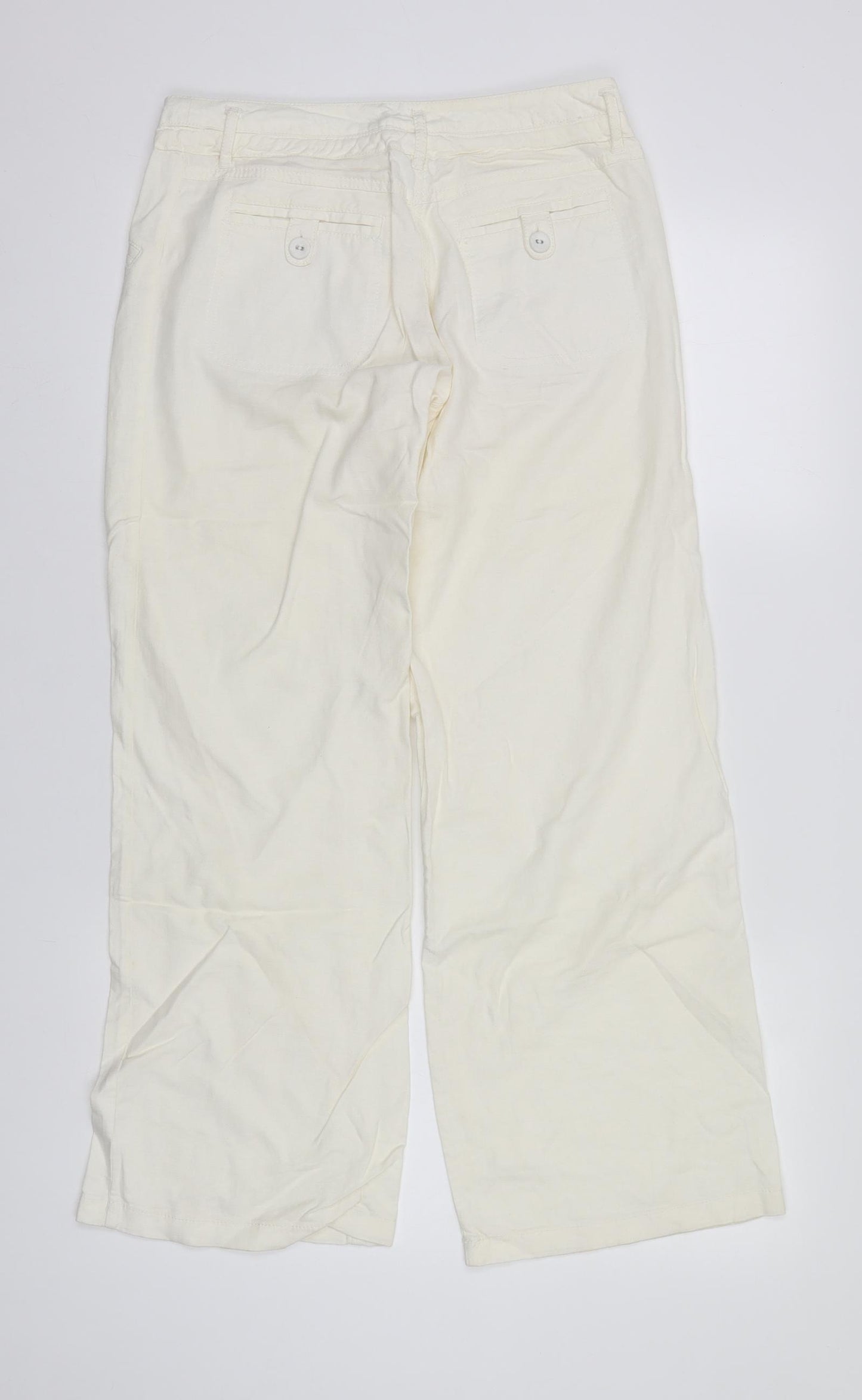 NEXT Womens White  Linen Trousers  Size 8 L28 in Regular