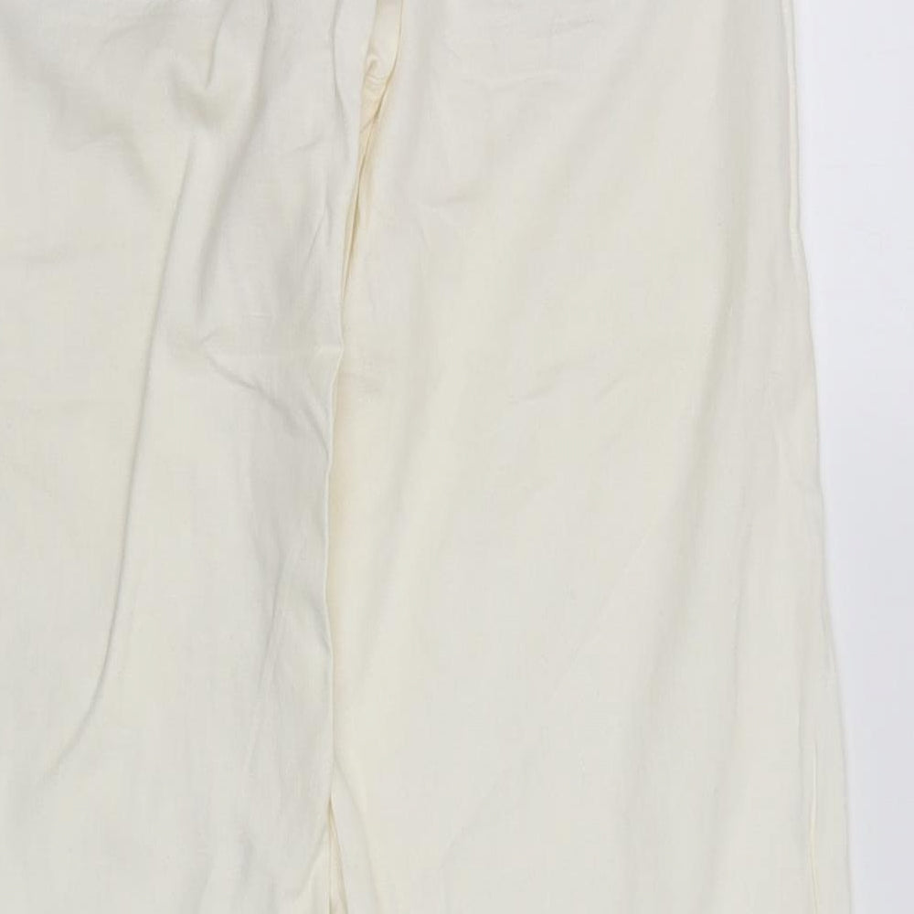 NEXT Womens White  Linen Trousers  Size 8 L28 in Regular