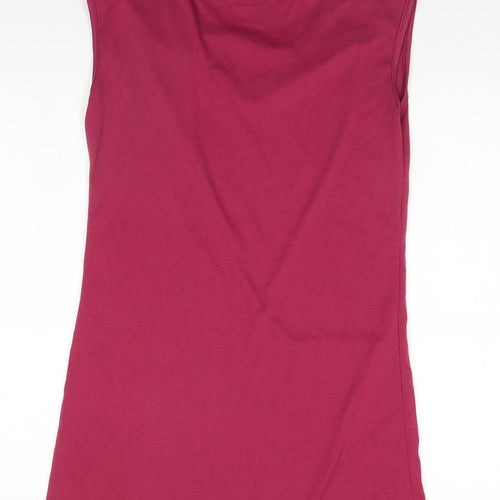 Preworn Womens Pink  Polyester Pencil Dress  Size S Round Neck