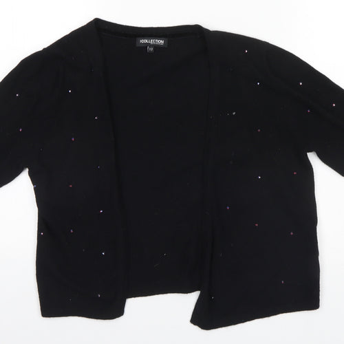 Debenhams Womens Black Round Neck  Viscose Cardigan Jumper Size 12