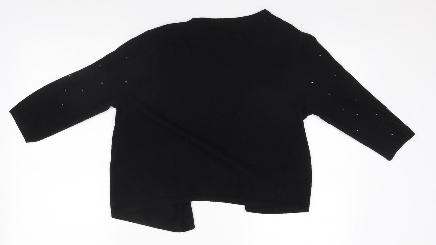 Debenhams Womens Black Round Neck  Viscose Cardigan Jumper Size 12