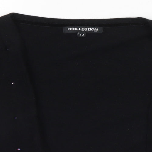 Debenhams Womens Black Round Neck  Viscose Cardigan Jumper Size 12