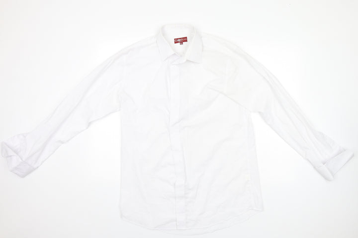 ColinRoss Mens White Polyester Button-Up Size 16.5 Collared