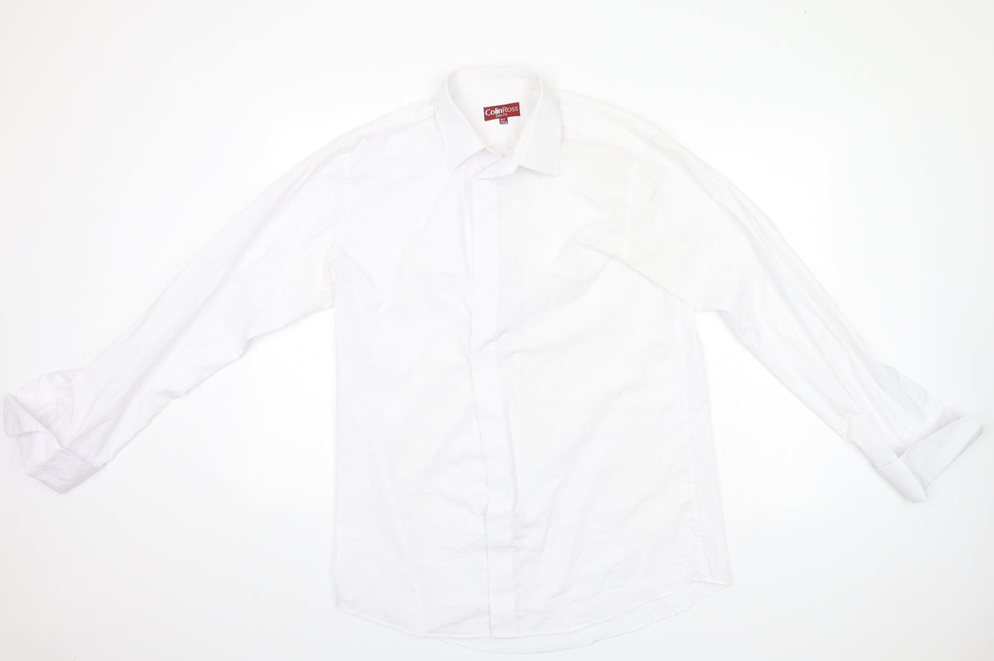ColinRoss Mens White  Polyester  Button-Up Size 16.5 Collared