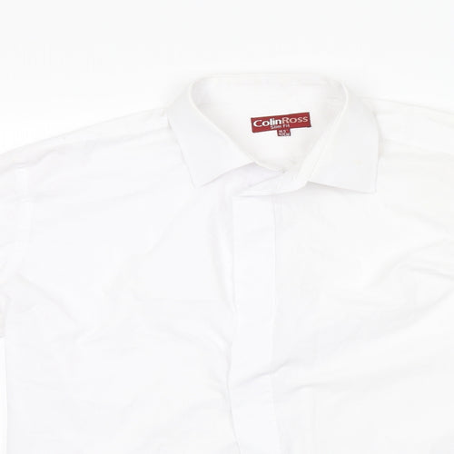 ColinRoss Mens White  Polyester  Button-Up Size 16.5 Collared