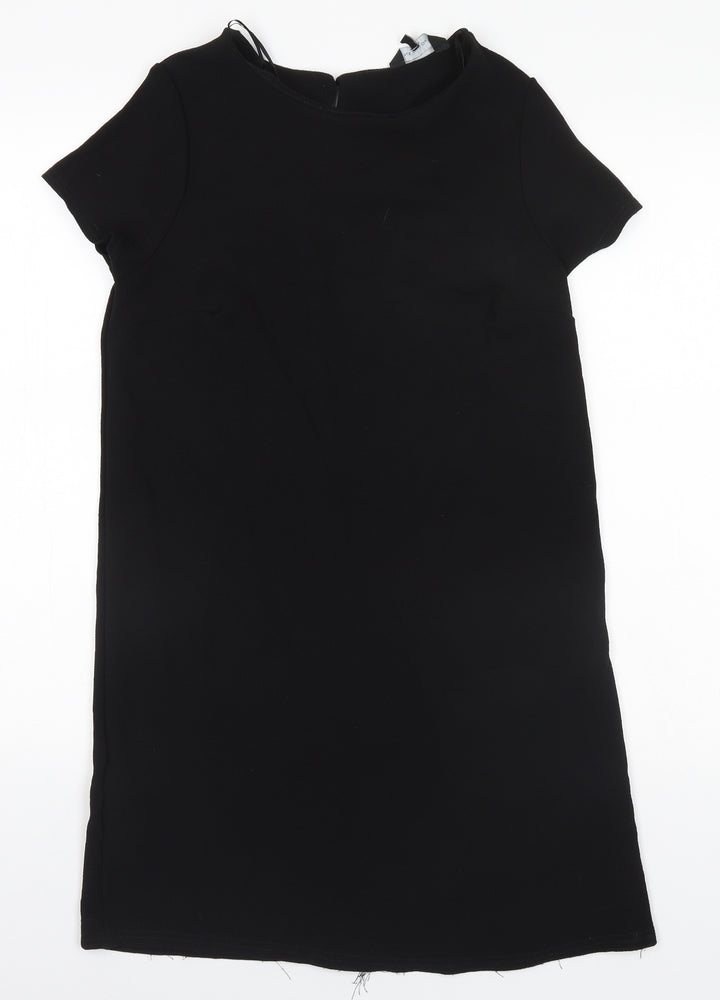 New Look Womens Black Polyester A-Line Size 12 Round Neck