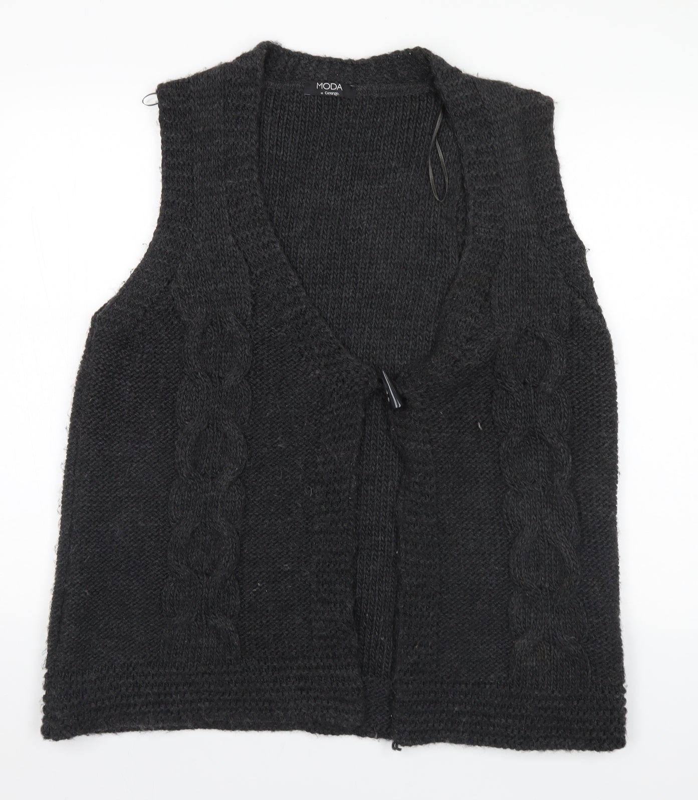 Moda Womens Grey V-Neck  Acrylic Cardigan Jumper Size 20
