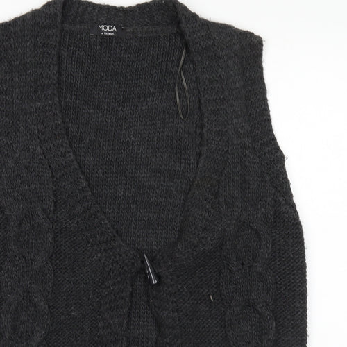 Moda Womens Grey V-Neck  Acrylic Cardigan Jumper Size 20