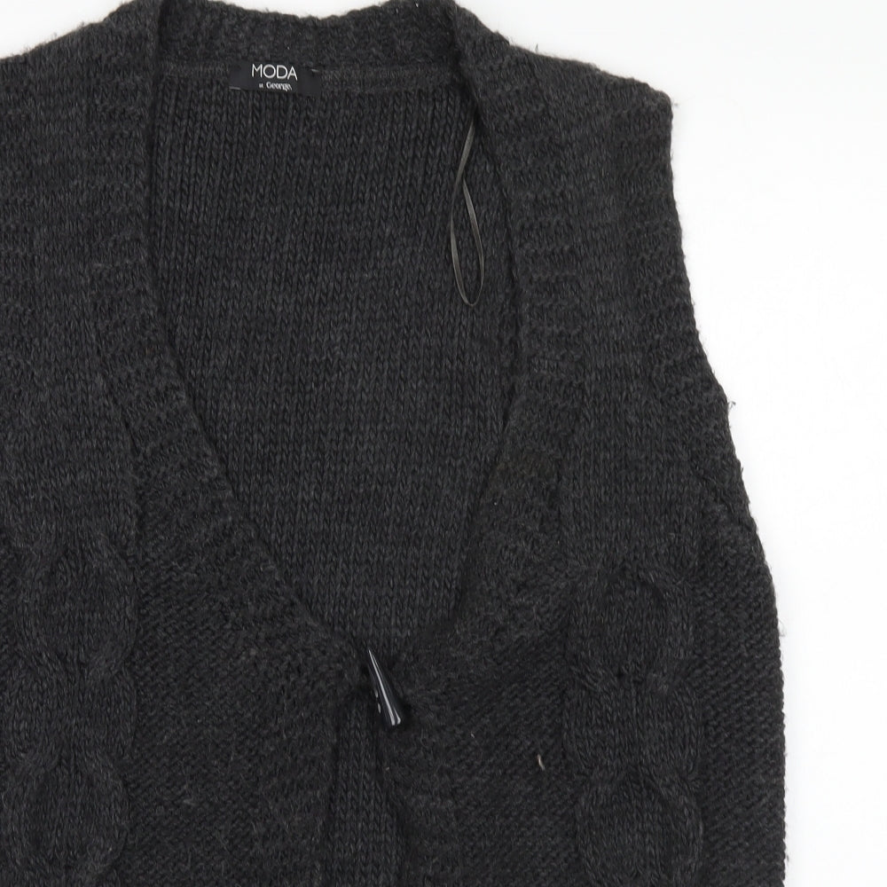 Moda Womens Grey V-Neck  Acrylic Cardigan Jumper Size 20