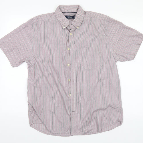 Maine Mens Blue Striped Cotton  Button-Up Size M Collared