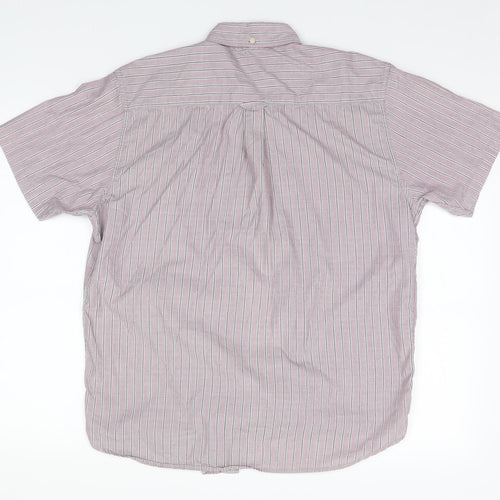 Maine Mens Blue Striped Cotton  Button-Up Size M Collared