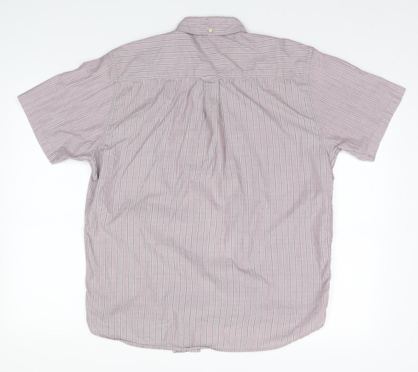 Maine Mens Blue Striped Cotton  Button-Up Size M Collared