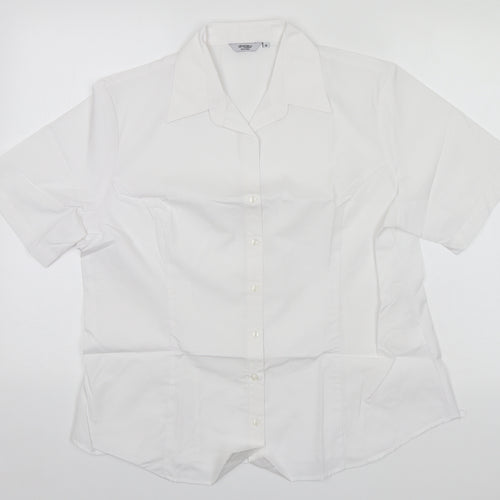 Disley Womens White  Polyester Basic Button-Up Size 18 Collared