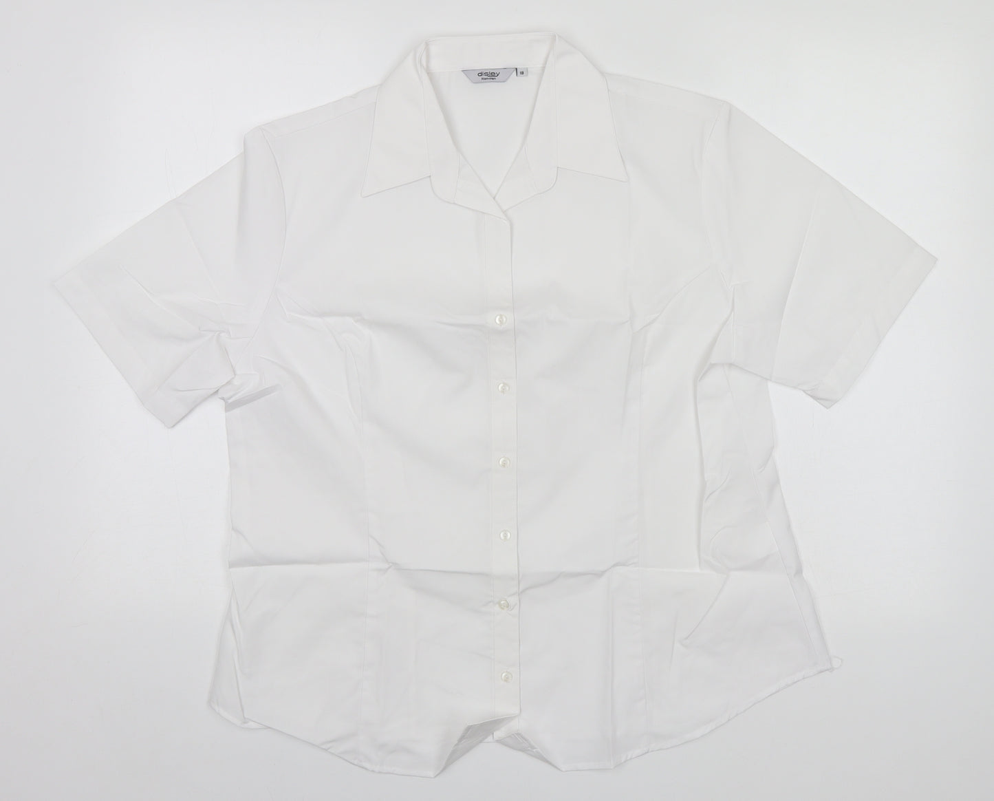 Disley Womens White  Polyester Basic Button-Up Size 18 Collared