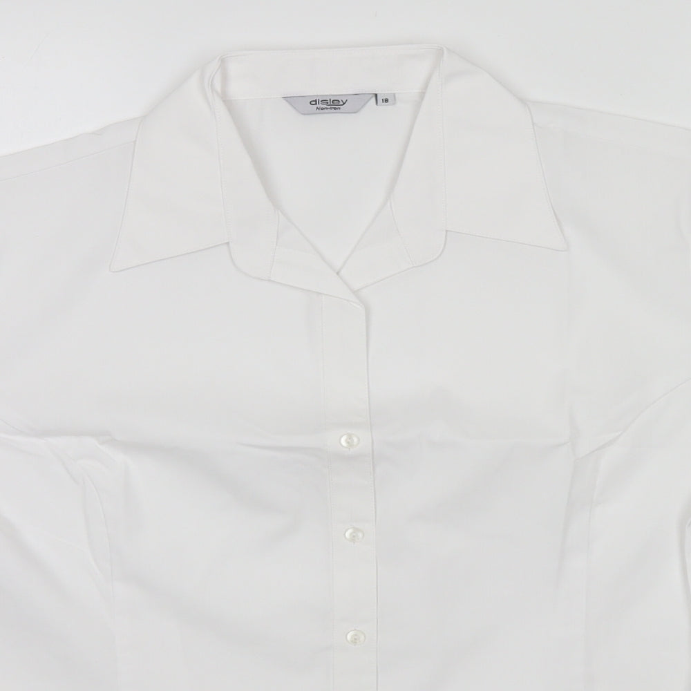 Disley Womens White  Polyester Basic Button-Up Size 18 Collared