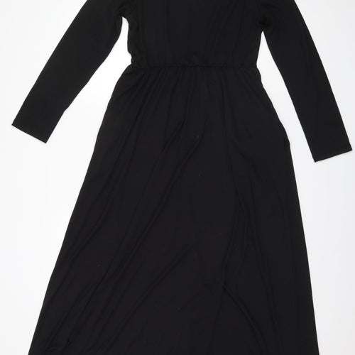 Preworn Womens Black  Cotton A-Line  Size L Round Neck
