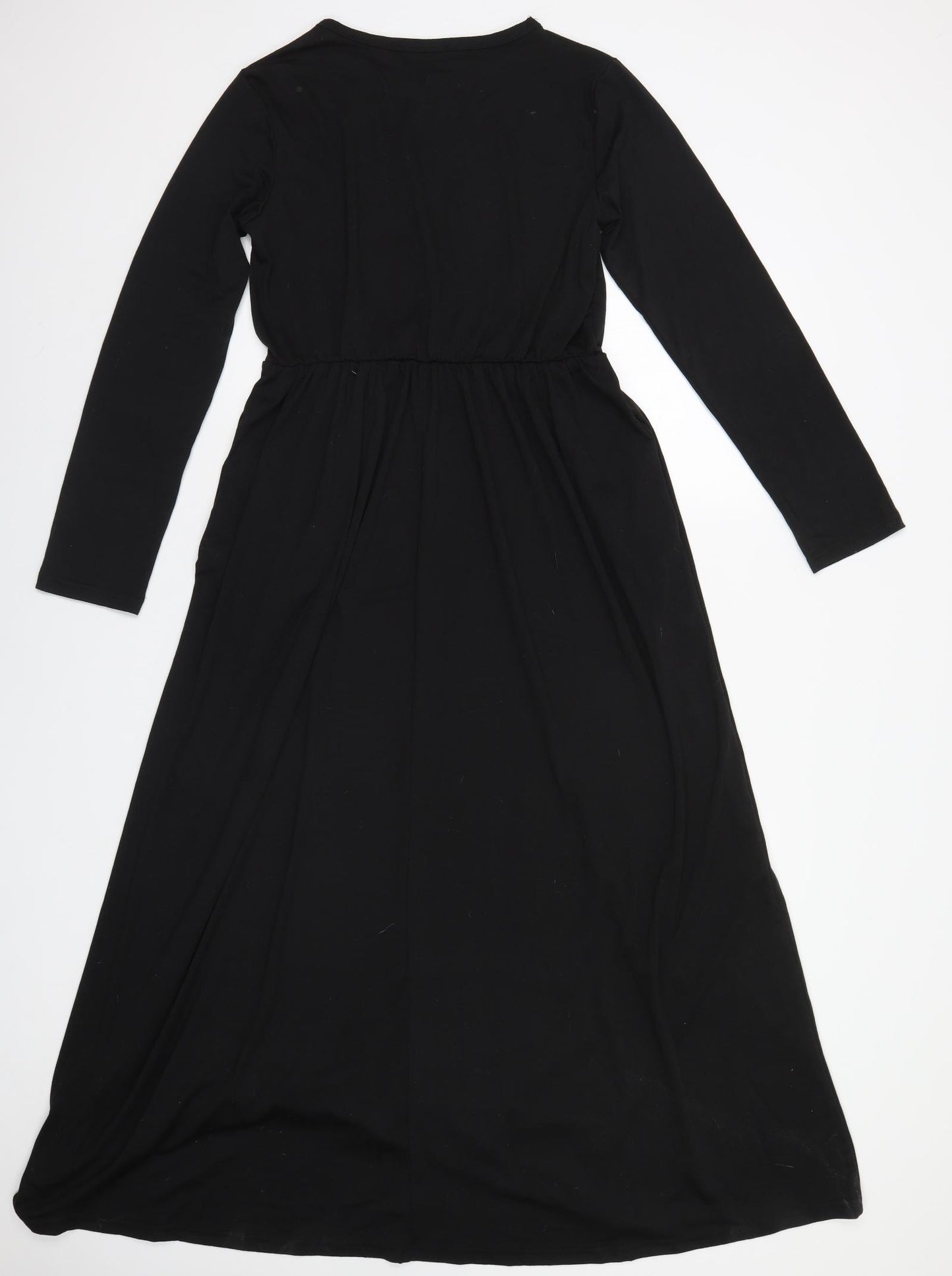 Preworn Womens Black  Cotton A-Line  Size L Round Neck