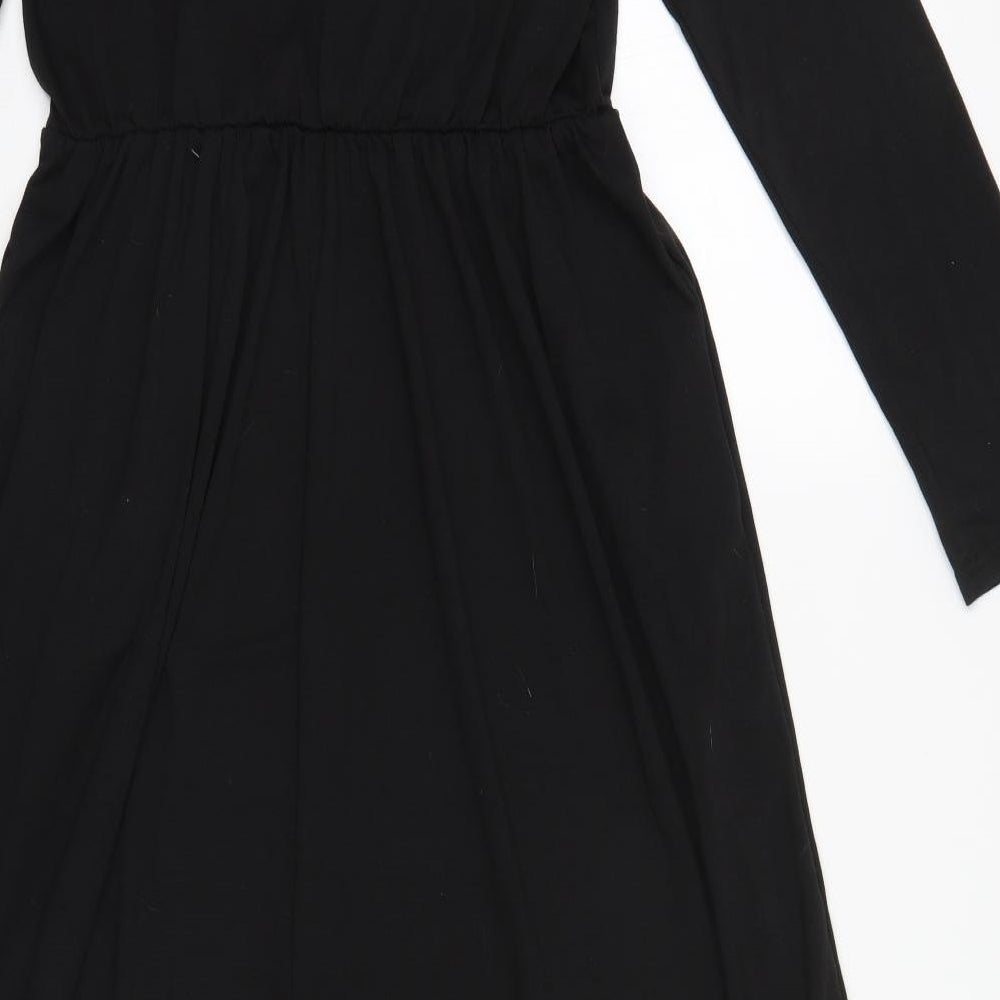 Preworn Womens Black  Cotton A-Line  Size L Round Neck