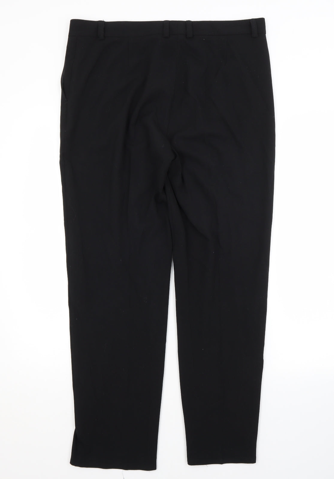 M&S Womens Black  Polyester Trousers  Size 14 L29 in Regular