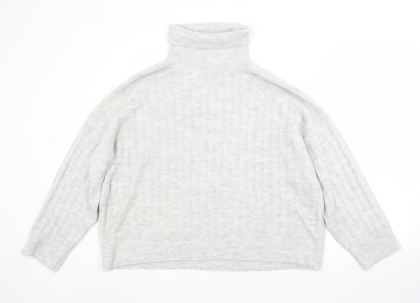 George Womens Grey Roll Neck  Acrylic Pullover Jumper Size L