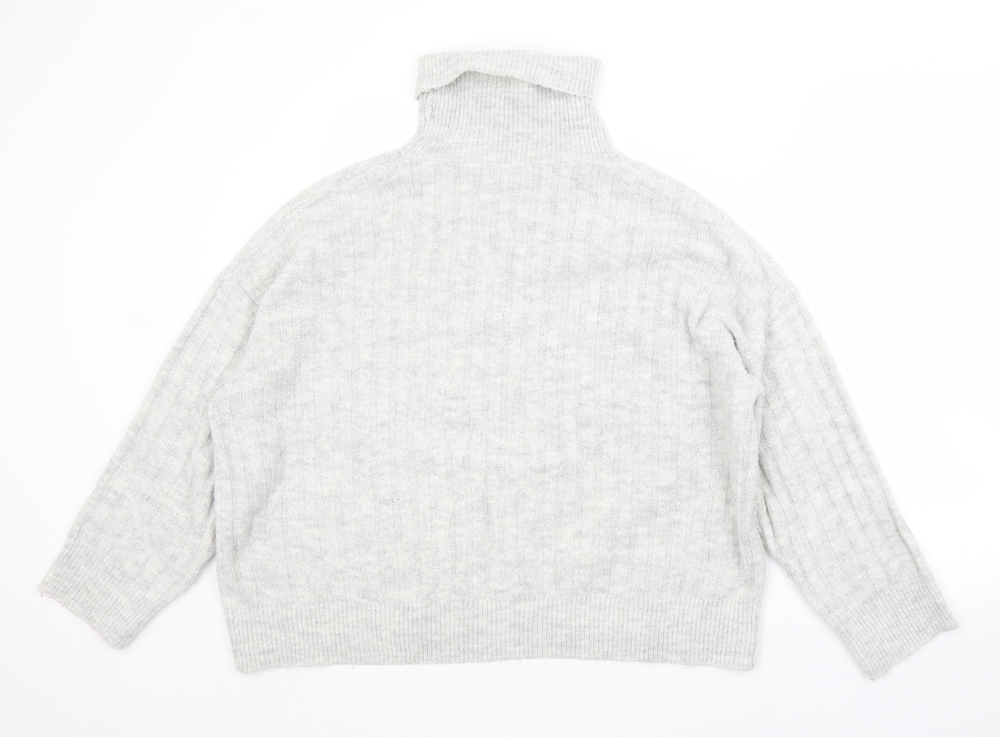 George Womens Grey Roll Neck  Acrylic Pullover Jumper Size L