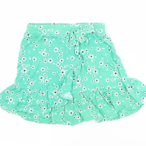 Preworn Girls Green Flecked Cotton A-Line Skirt Size 5 Years  Regular