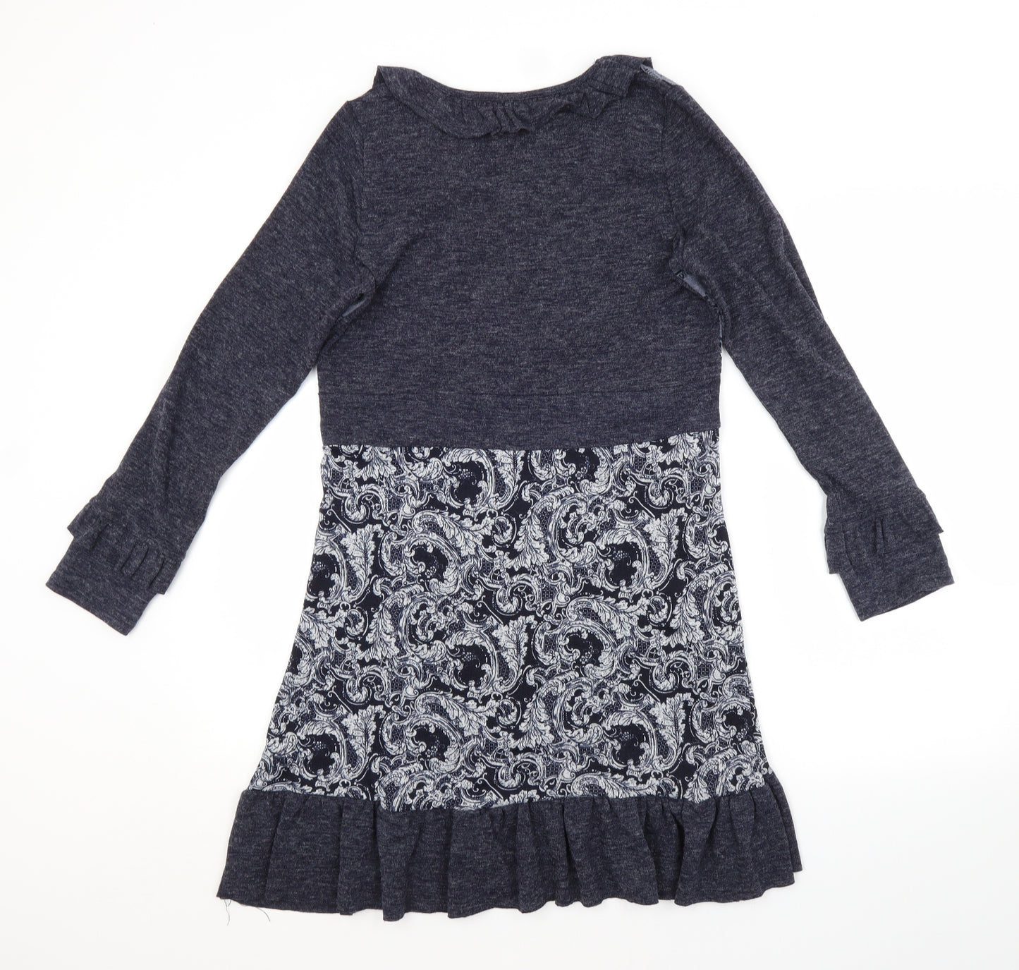 Sugar Crisp Womens Blue Paisley Acrylic Jumper Dress  Size S Scoop Neck