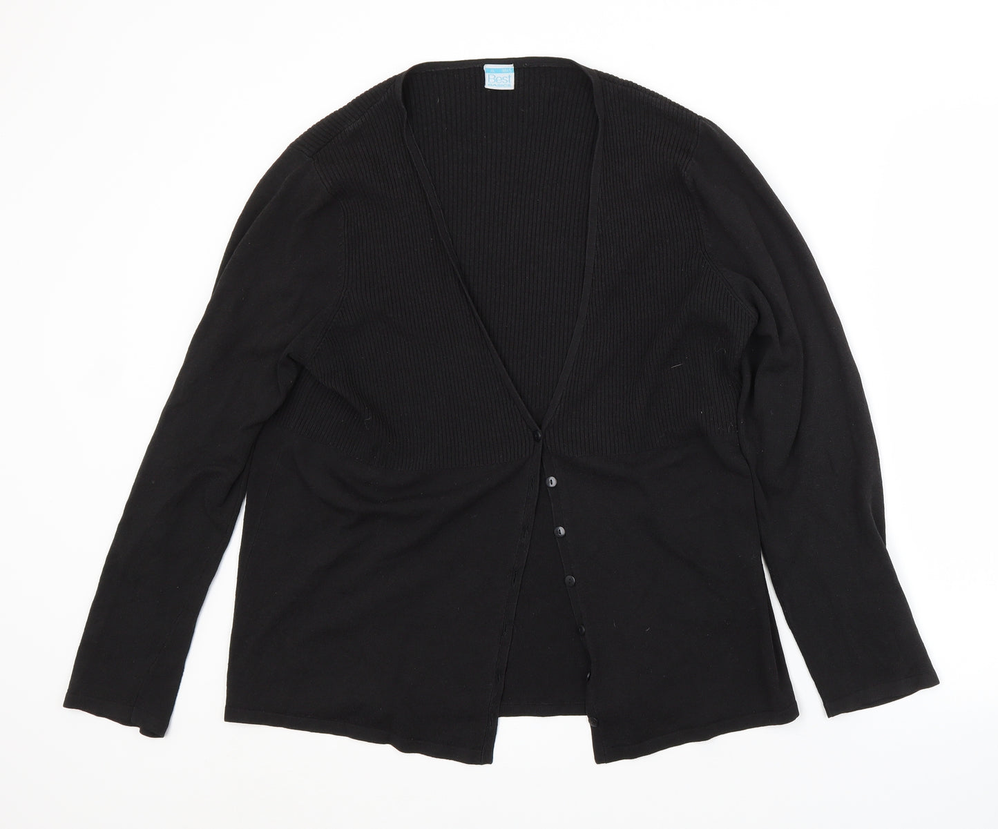 Preworn Womens Black V-Neck   Cardigan Jumper Size M