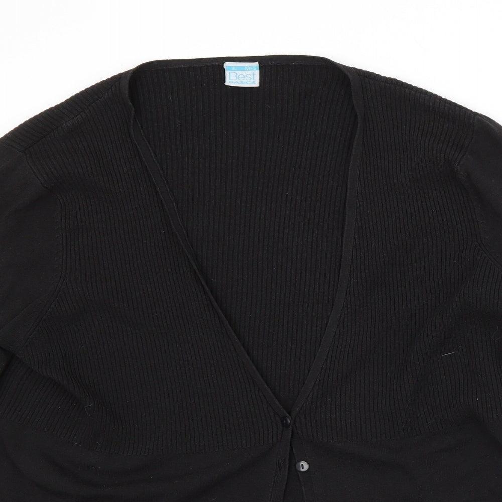 Preworn Womens Black V-Neck   Cardigan Jumper Size M