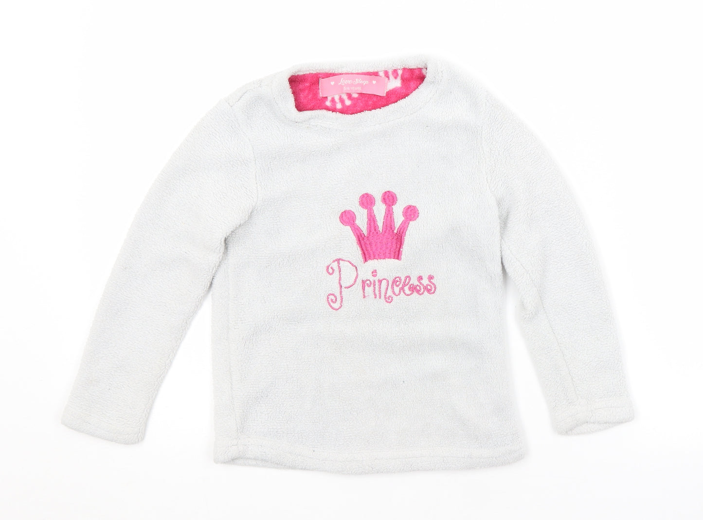 Preworn Girls Grey Crew Neck  Polyester Pullover Jumper Size 5-6 Years