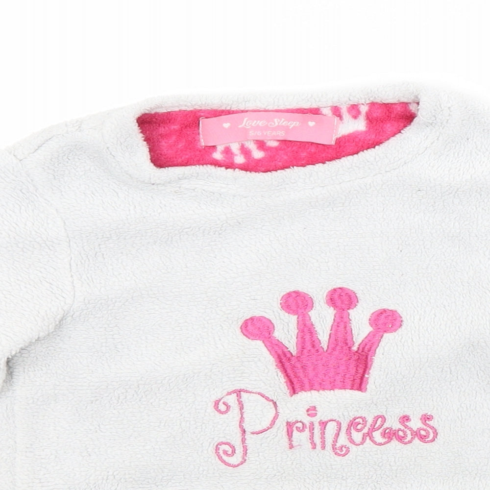 Preworn Girls Grey Crew Neck  Polyester Pullover Jumper Size 5-6 Years