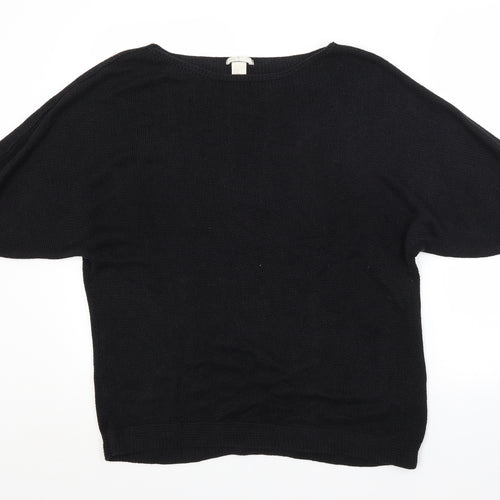 H&M Womens Black Crew Neck  Acrylic Pullover Jumper Size M