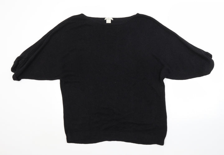 H&M Womens Black Crew Neck  Acrylic Pullover Jumper Size M