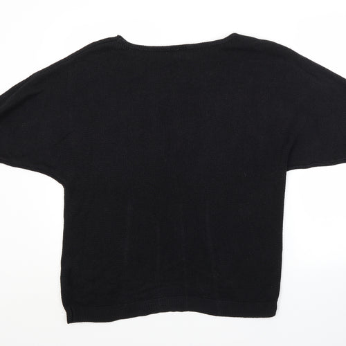 H&M Womens Black Crew Neck  Acrylic Pullover Jumper Size M