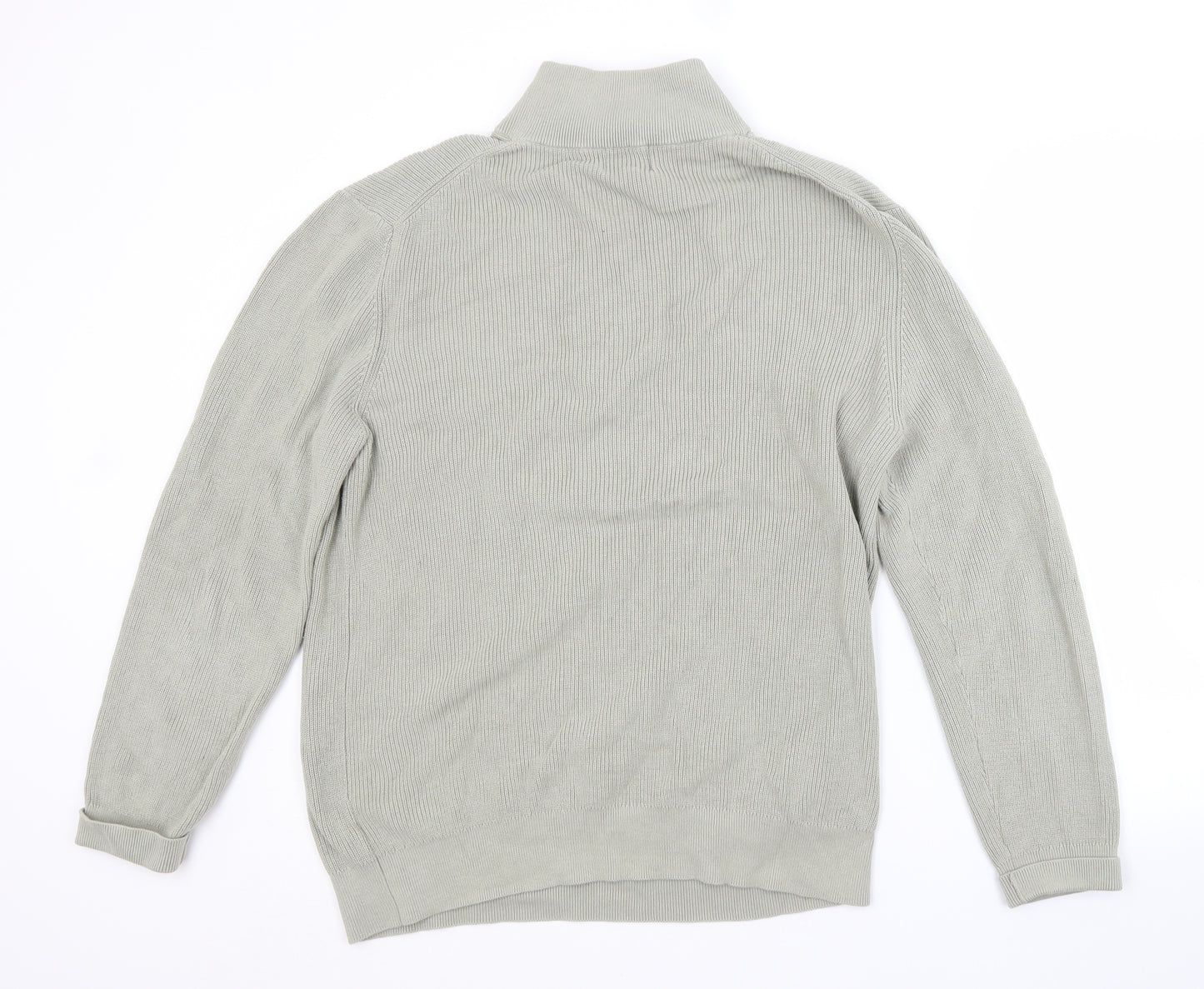 H&M Mens Green High Neck  Cotton Pullover Jumper Size XL