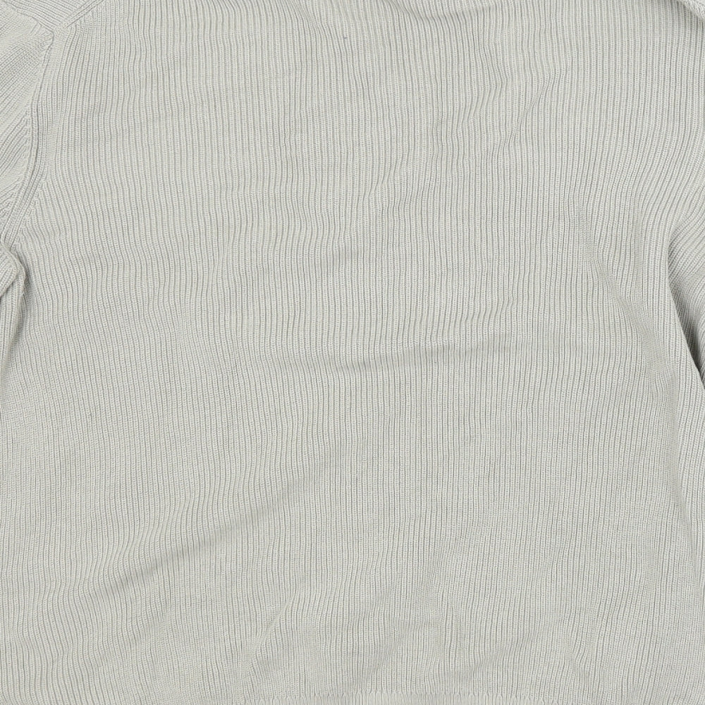 H&M Mens Green High Neck  Cotton Pullover Jumper Size XL