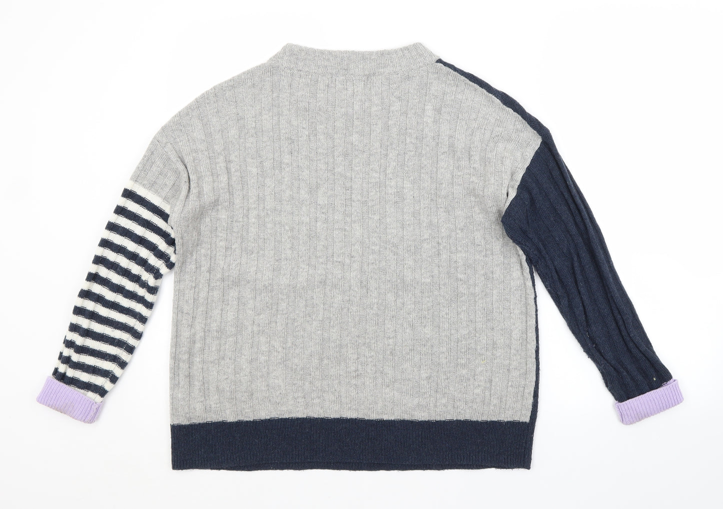 M&S Womens Multicoloured Crew Neck Striped Acrylic Pullover Jumper Size M