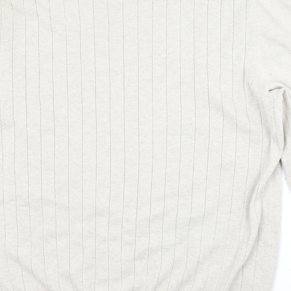 Nautica Mens Beige V-Neck  Cotton Pullover Jumper Size XL
