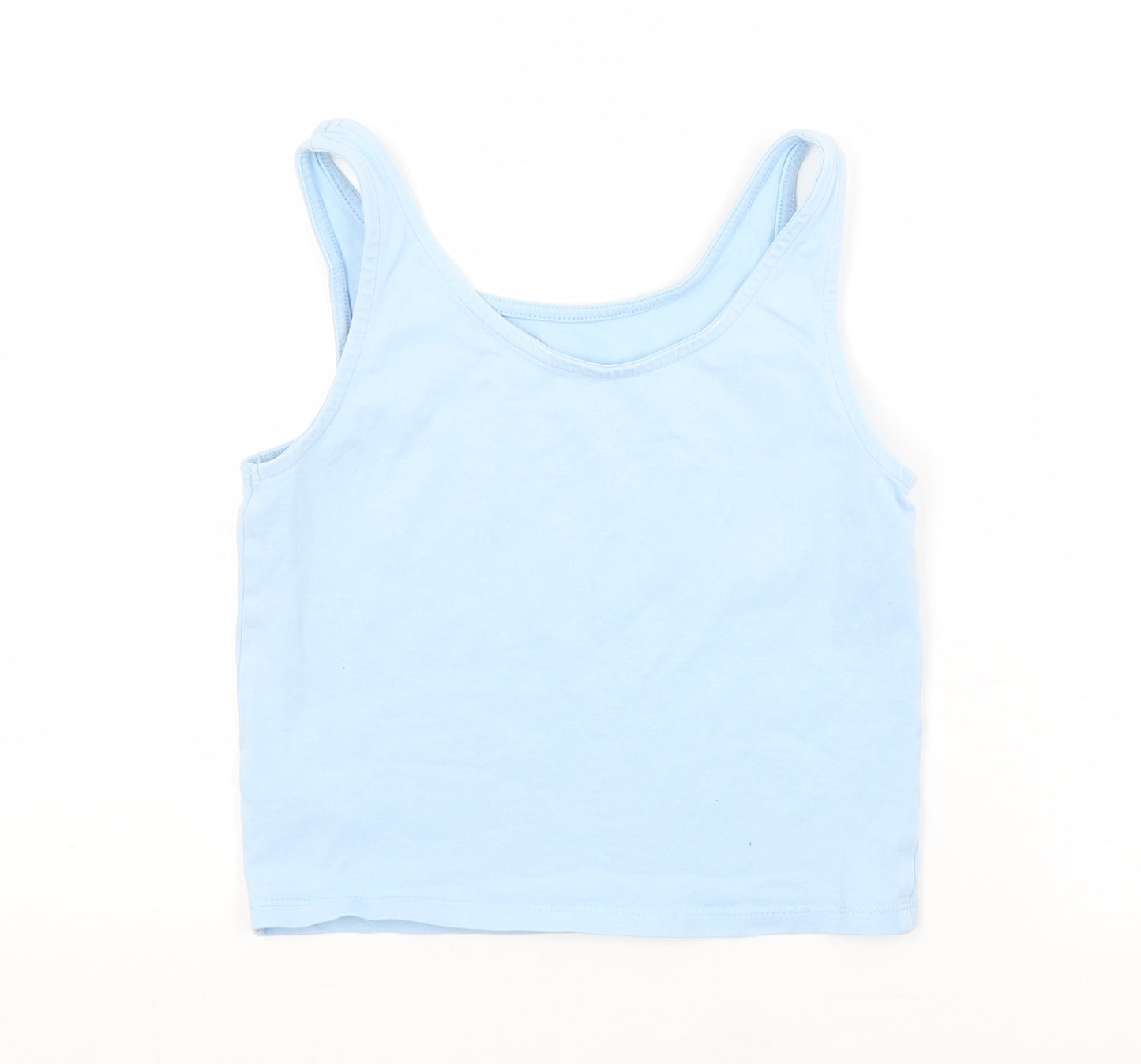George Girls Blue  Cotton Cropped Tank Size 11-12 Years Scoop Neck