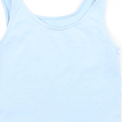 George Girls Blue  Cotton Cropped Tank Size 11-12 Years Scoop Neck